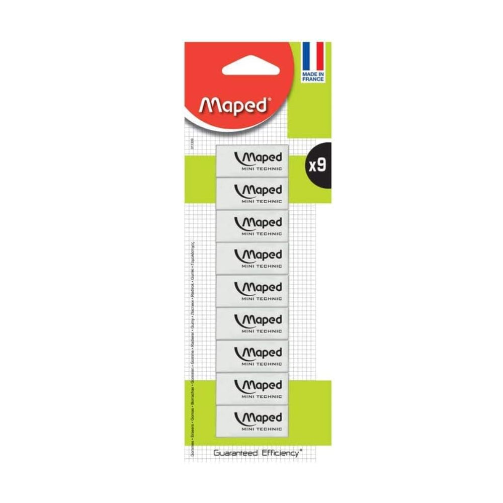Maped Technic 300 Mini Erasers  9 Pieces