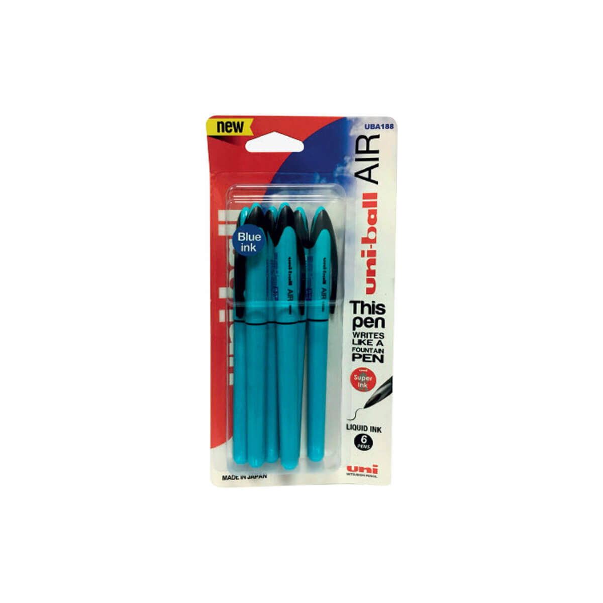 Uni Ball Air Micro Liquid Blue Ink Fine Rollerball Pen Blue 6 Pieces