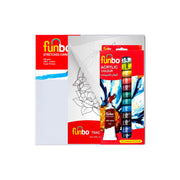Funbo Acrylic Colour 12x12ml + A4 Tracing Pad + Stretched Canvas 30cm x 30cm