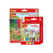 Funbo Jumbo Colour Pencils 24s + Jumbo Crayons Colours 12s