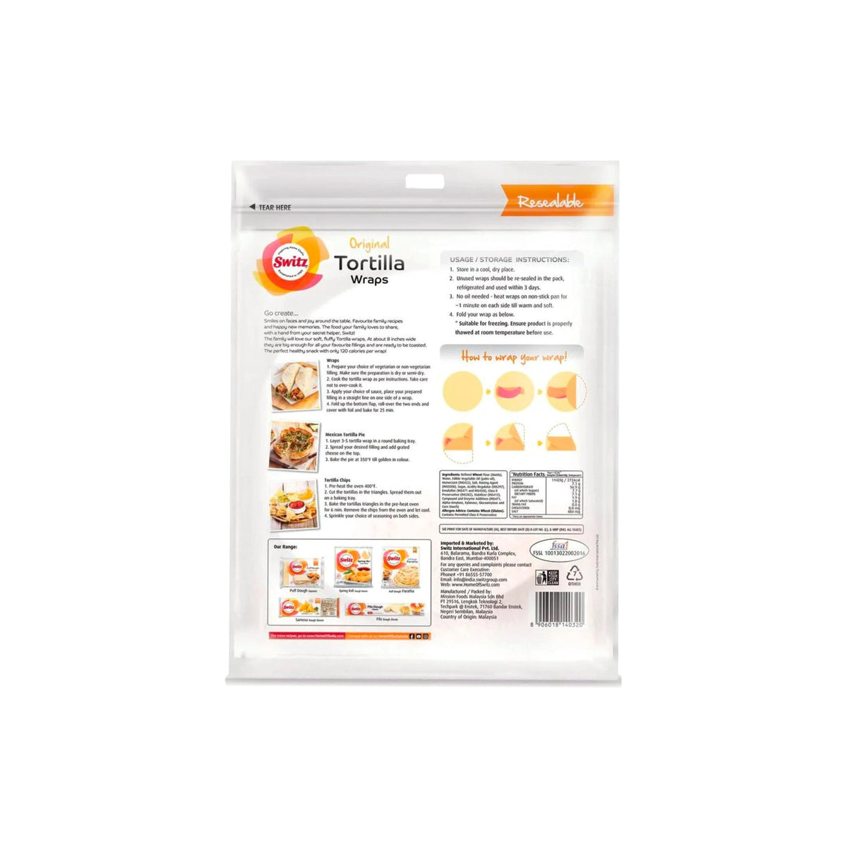 Switz Original Tortilla Wraps 360g