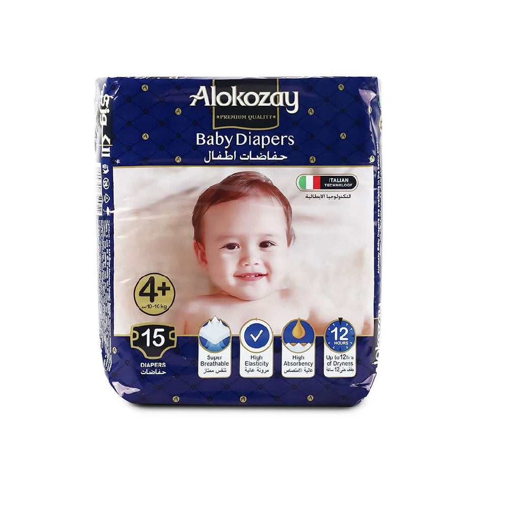 Alokozay Premium Baby Diaper Size-4+ 15's