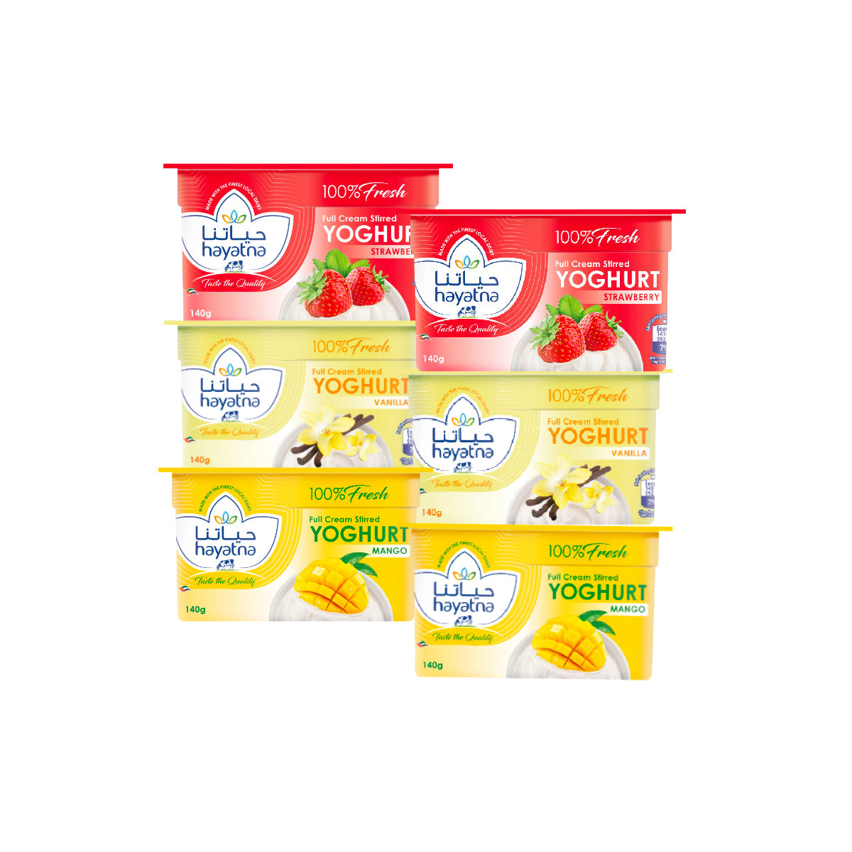 Hayatna Full Cream Stirred Yoghurt Assorted 140g 5 +1 Free