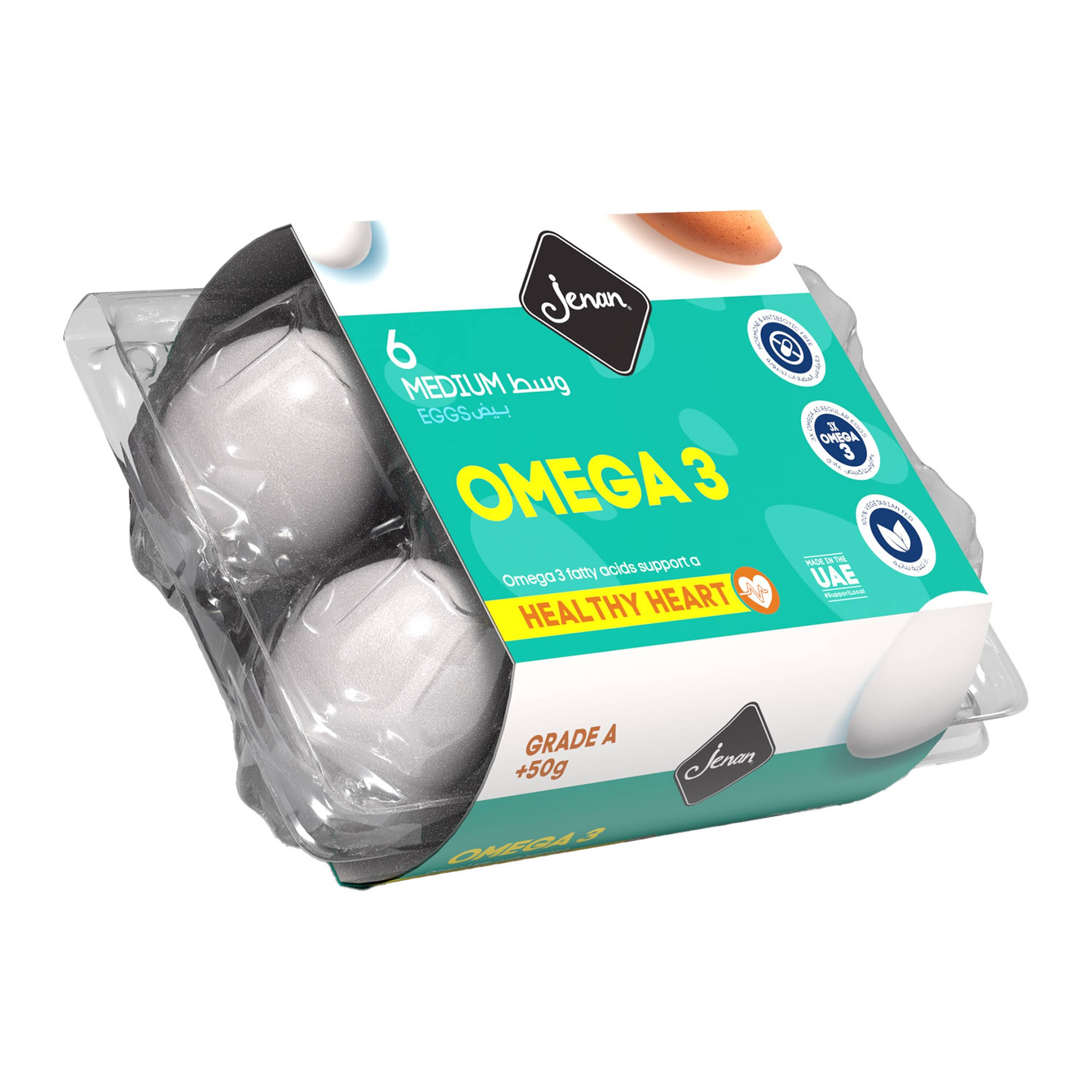 Jenan Omega 3 White Egg Medium 6 Pieces