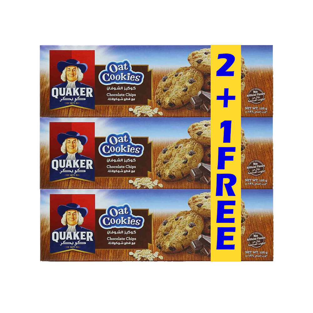 Quaker Oat Cookies Chocolate Chp 126G 2+1 Free