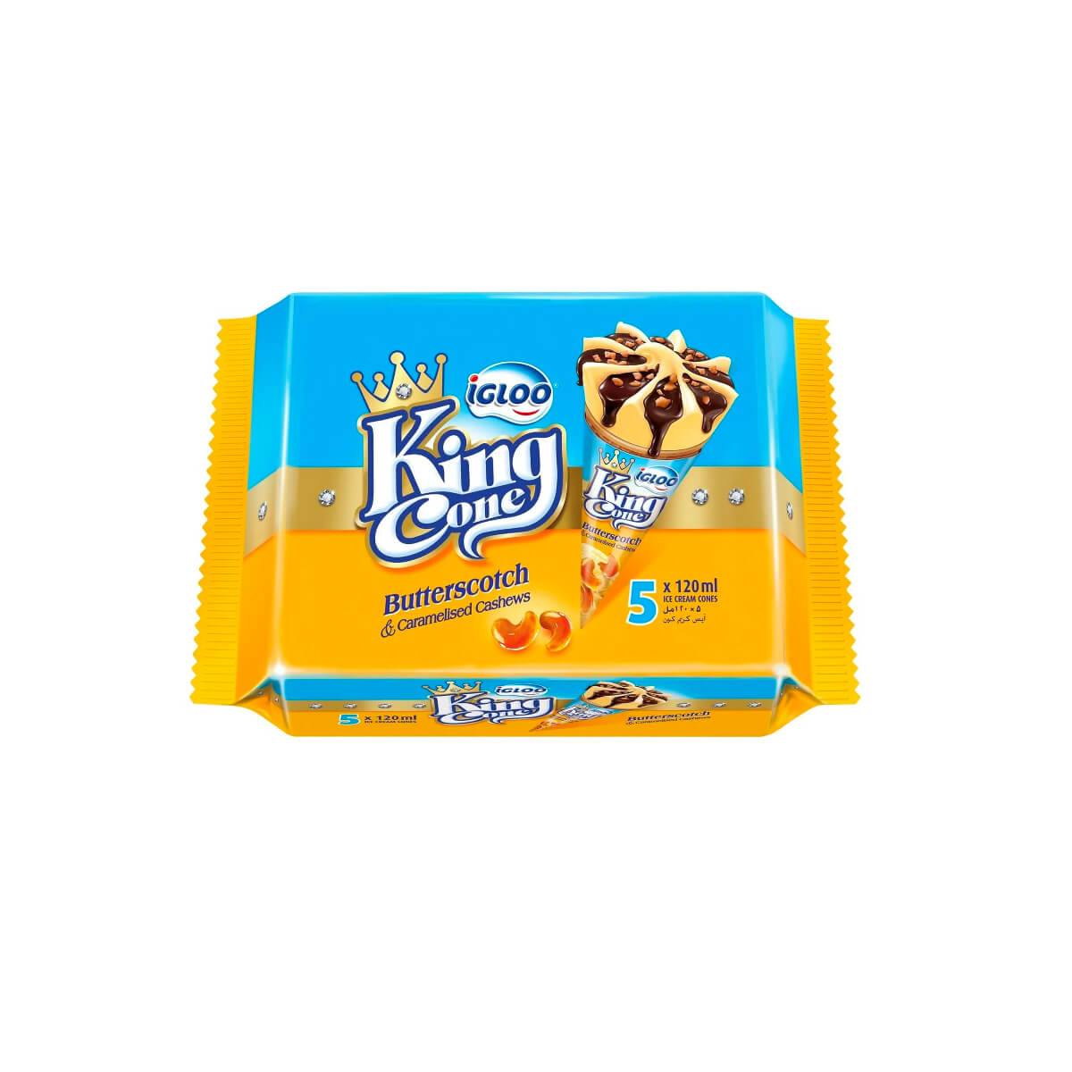 Igloo King Cone Butterscotch Ice Cream 5x120ml