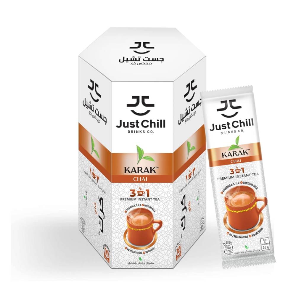 Just Chill Premium 3 in 1 Karak Chai Instant Tea 10x26g