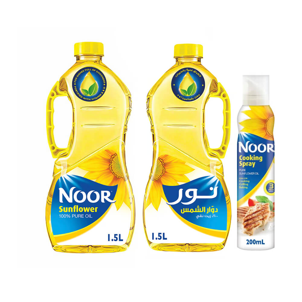 Noor Sunflower Oil 2x1.5L + Noor Cooking Oil Spray