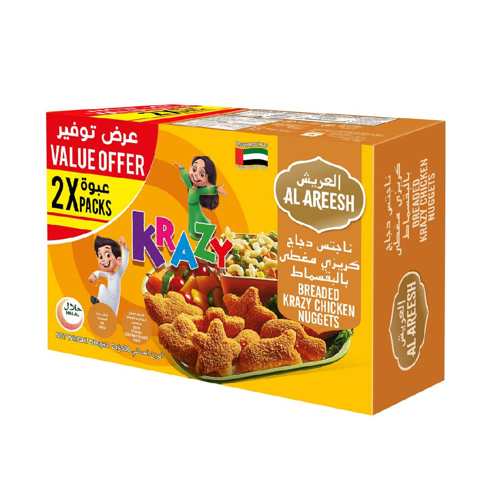 Al Areesh Breaded Chicken Krazy Nuggets 2x500gm