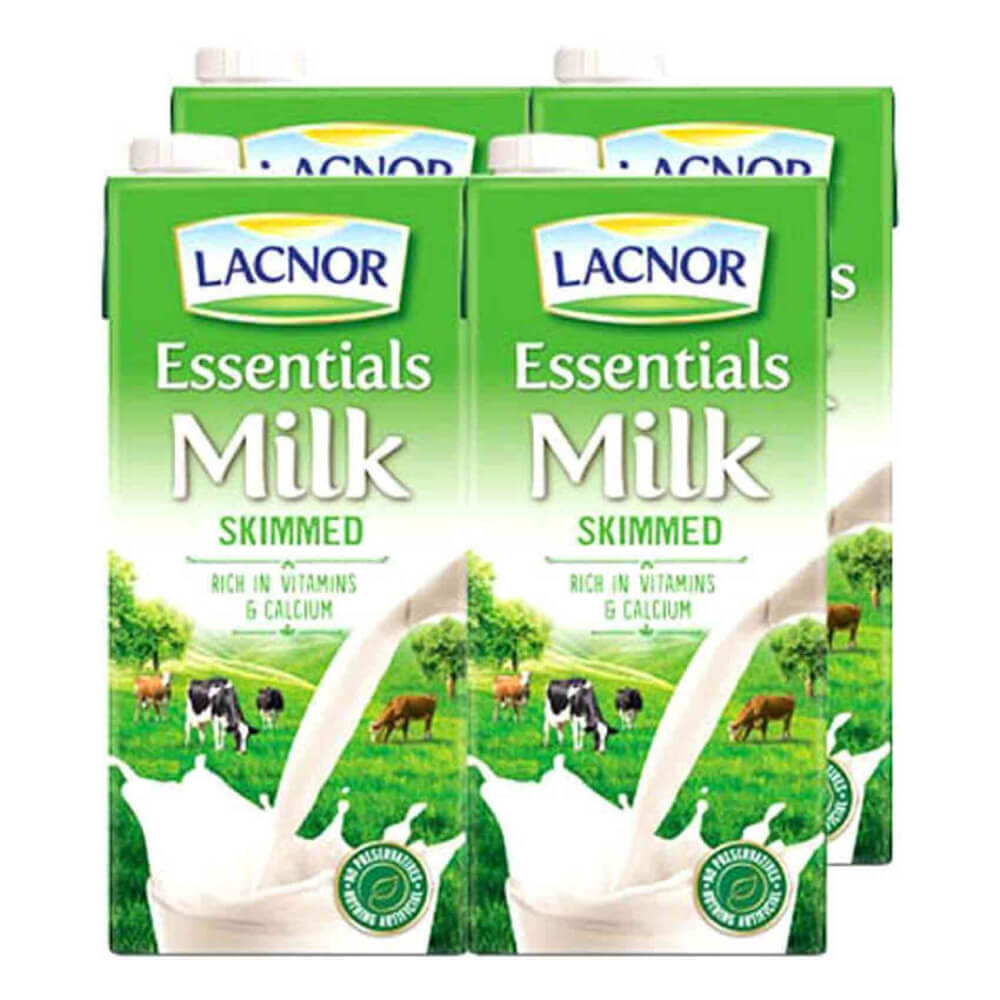 Lacnor Skimmed Fat Milk 4x1L