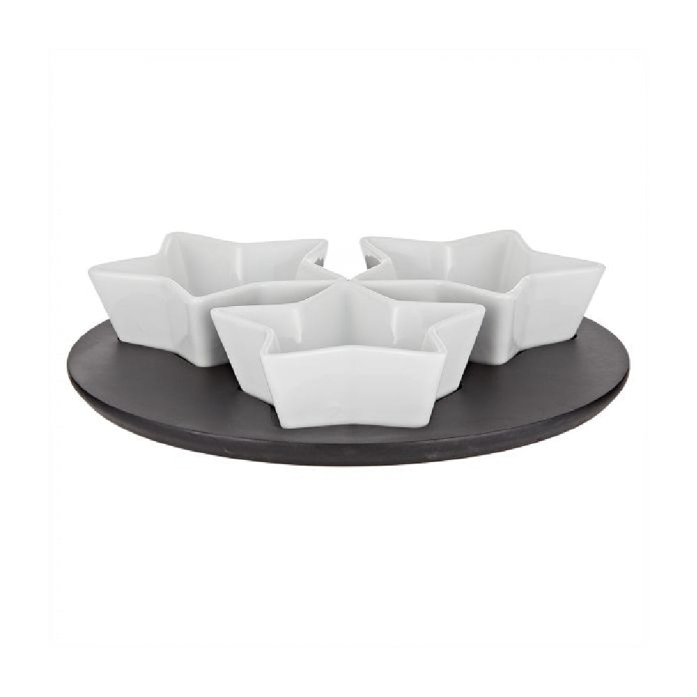 Harmony Mdf Snack Bowl With Tray White 4 Piece