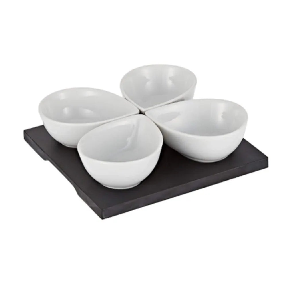 Harmony Mdf Snack Bowls With Tray Set White 5 Piece
