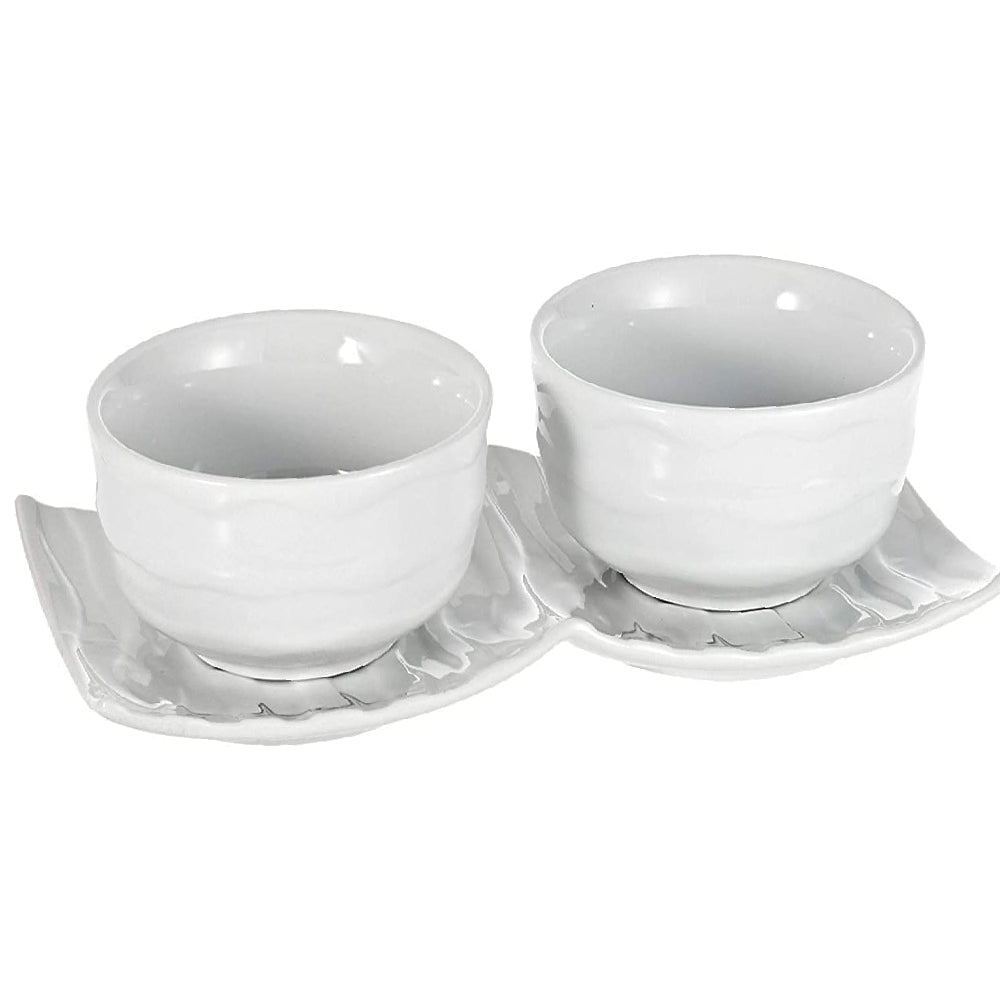 Harmony Ceramic Bowl With Tray White 3 Piece