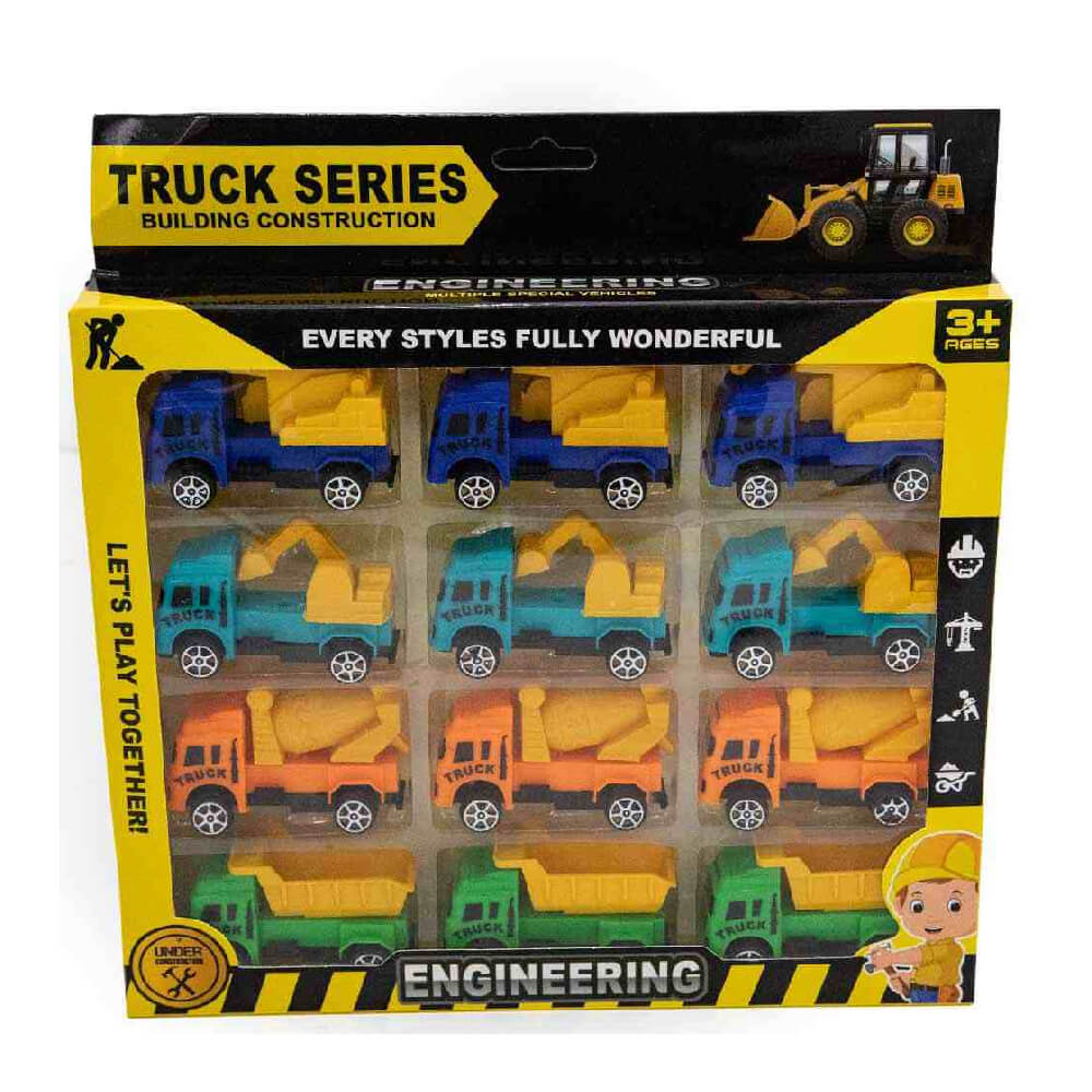 Free Wheel Cartoon Engineering Vehicle 12Pcs