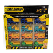 Free Wheel Cartoon Engineering Vehicle 12Pcs