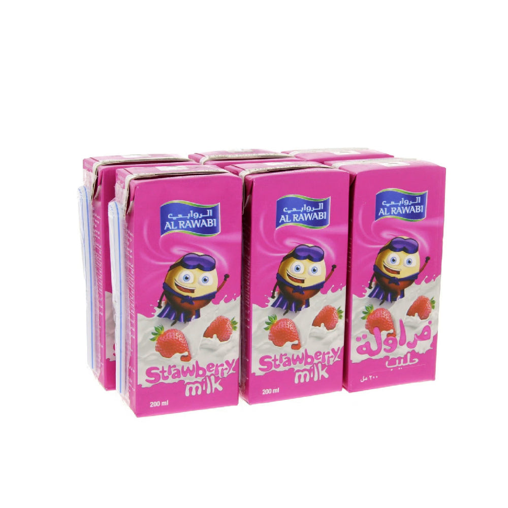Al Rawabi UHT Milk Strawberry 6x200ml