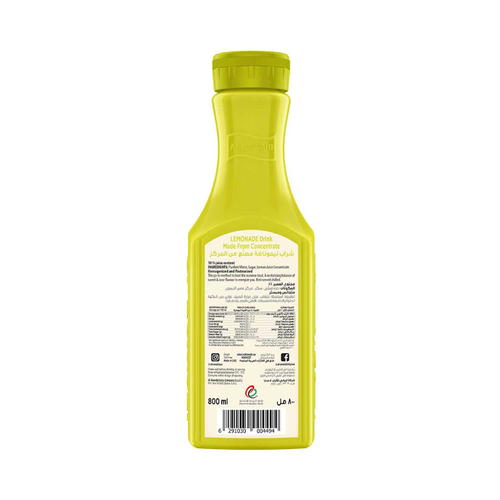 Al Rawabi Lemonade Juice No Added Sugar 800ml