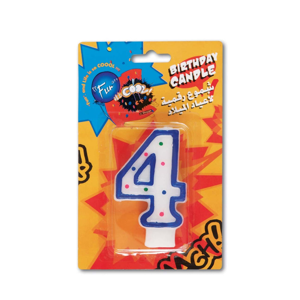 Fun Numeral 4 Birthday Candle 15x9.5x1.8cm