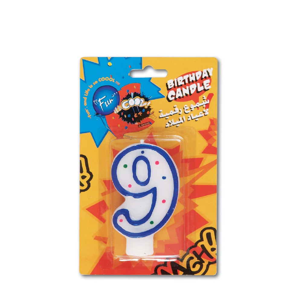 Fun Numeral 9 Birthday Candle 15x9.5x1.8cm