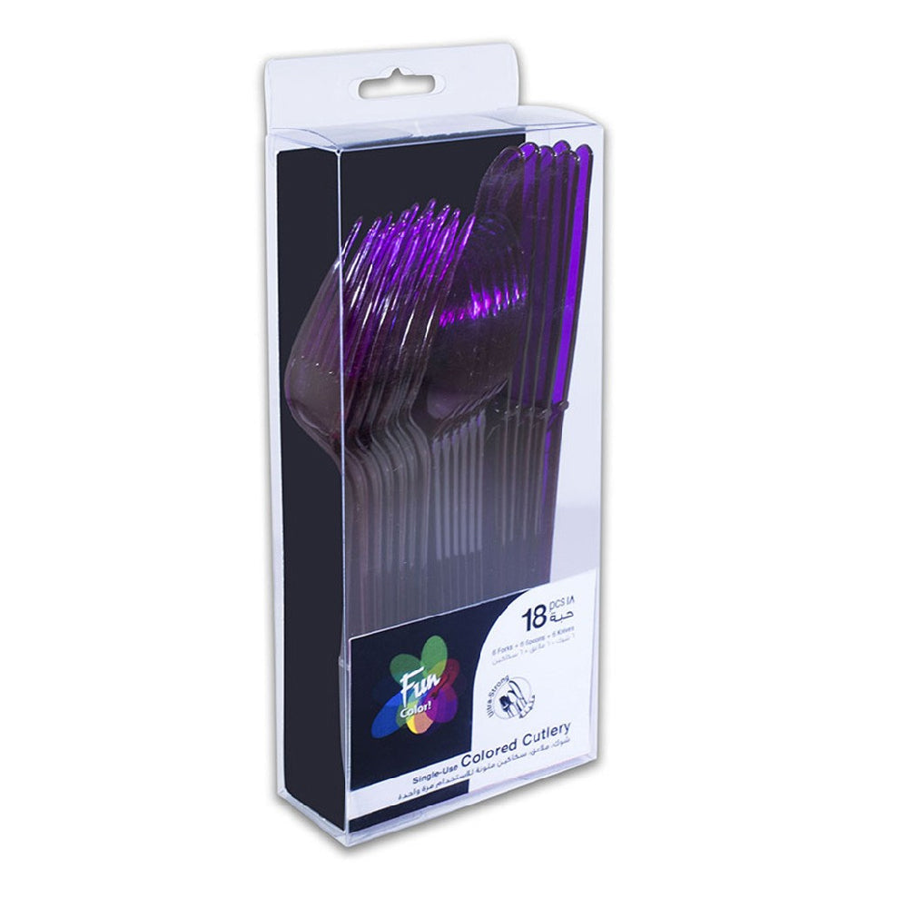 Fun Heavy Duty Colour Cutlery Set Plum