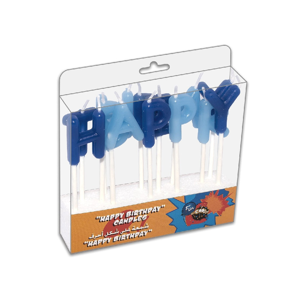 Fun Happy Birthday Blue White Birthday Candle 8x10x2.2cm
