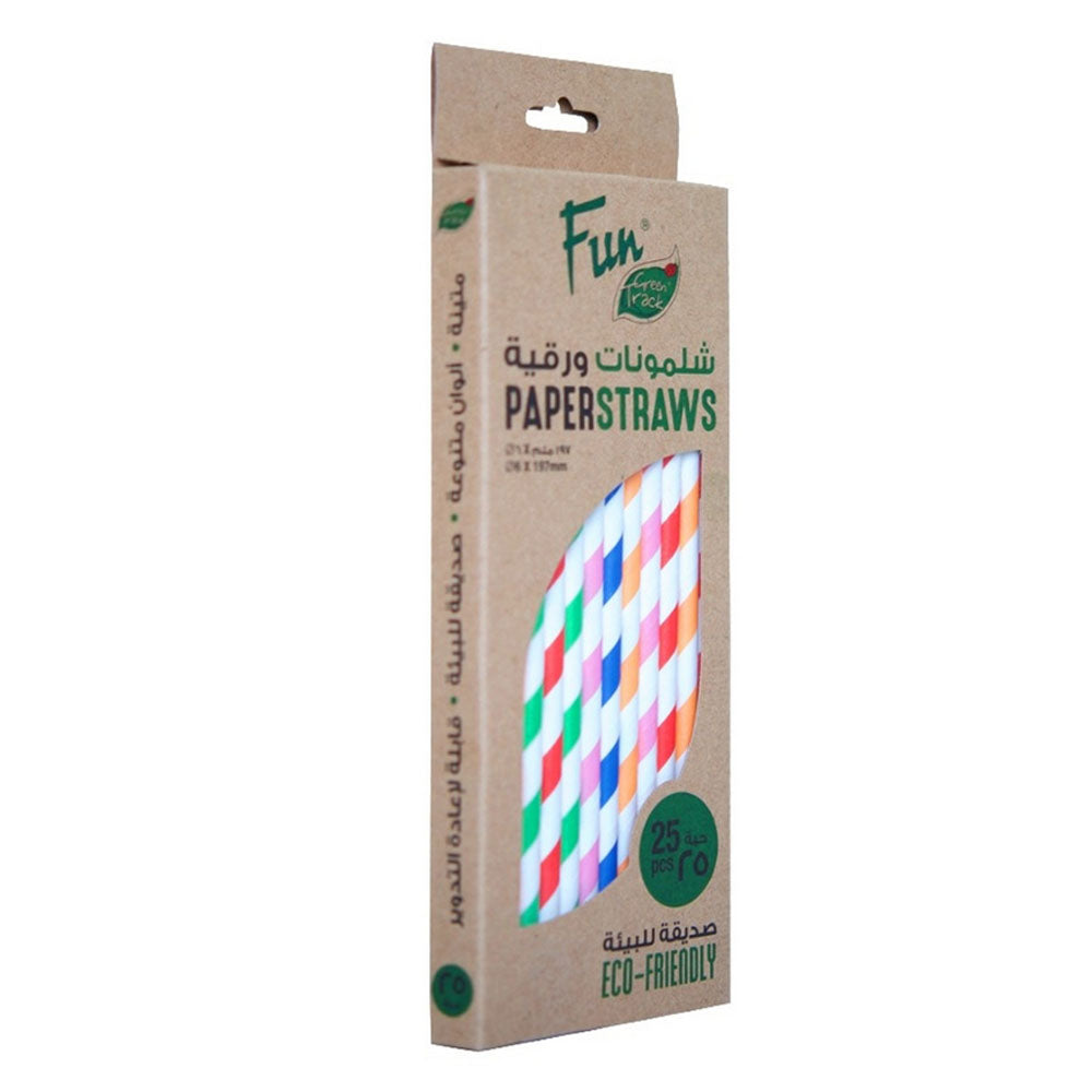 Fun Paper Straight Straw 6X197mm Spiral Assrt Colors
