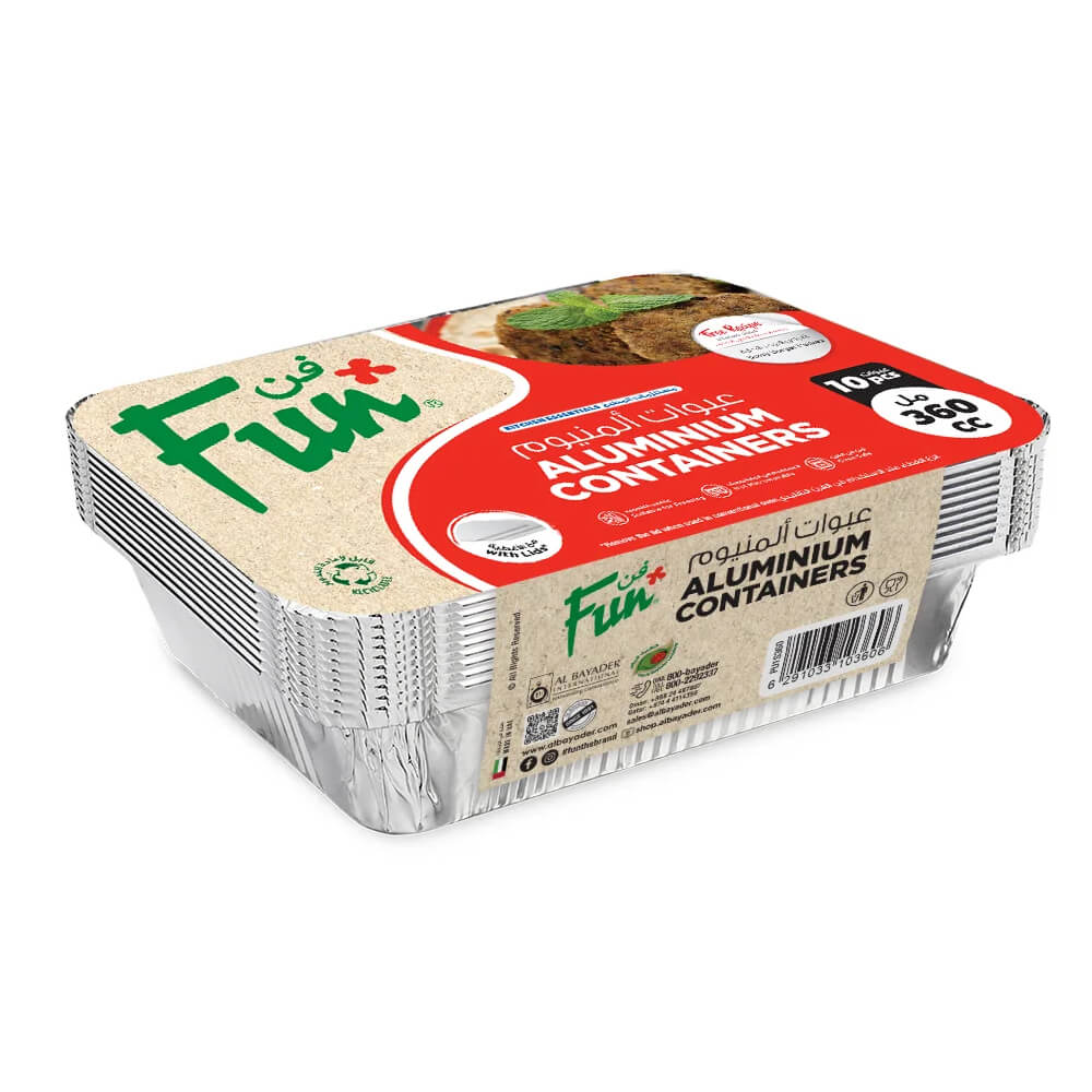 Fun Aluminium Container With Lid 360cc 10 Pieces