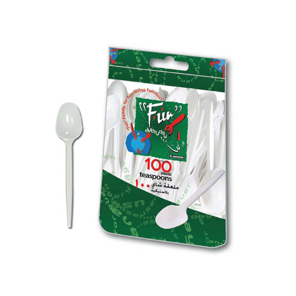 Fun Plastic Teaspoon White 100s