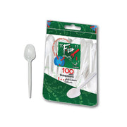 Fun Plastic Teaspoon White 100s