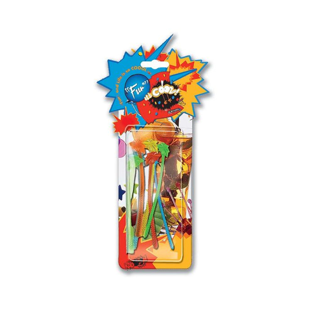 Fun Palm ree Plastic Stirrers Assorted Colours 12s