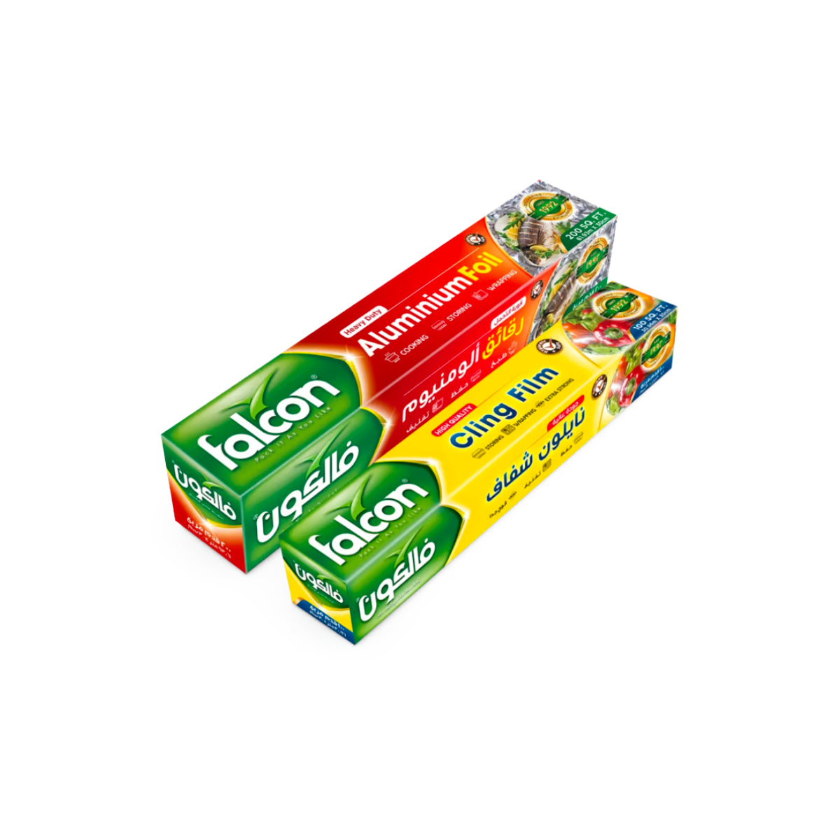 Falcon Heavy Duty Aluminum Foil 200 Sq Ft + Cling Film 100 Sq Ft