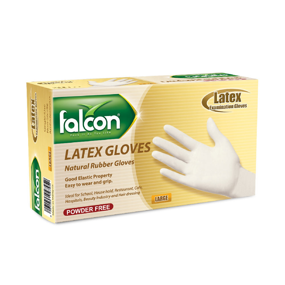 Falcon Latex Gloves Powder Free Large 100S