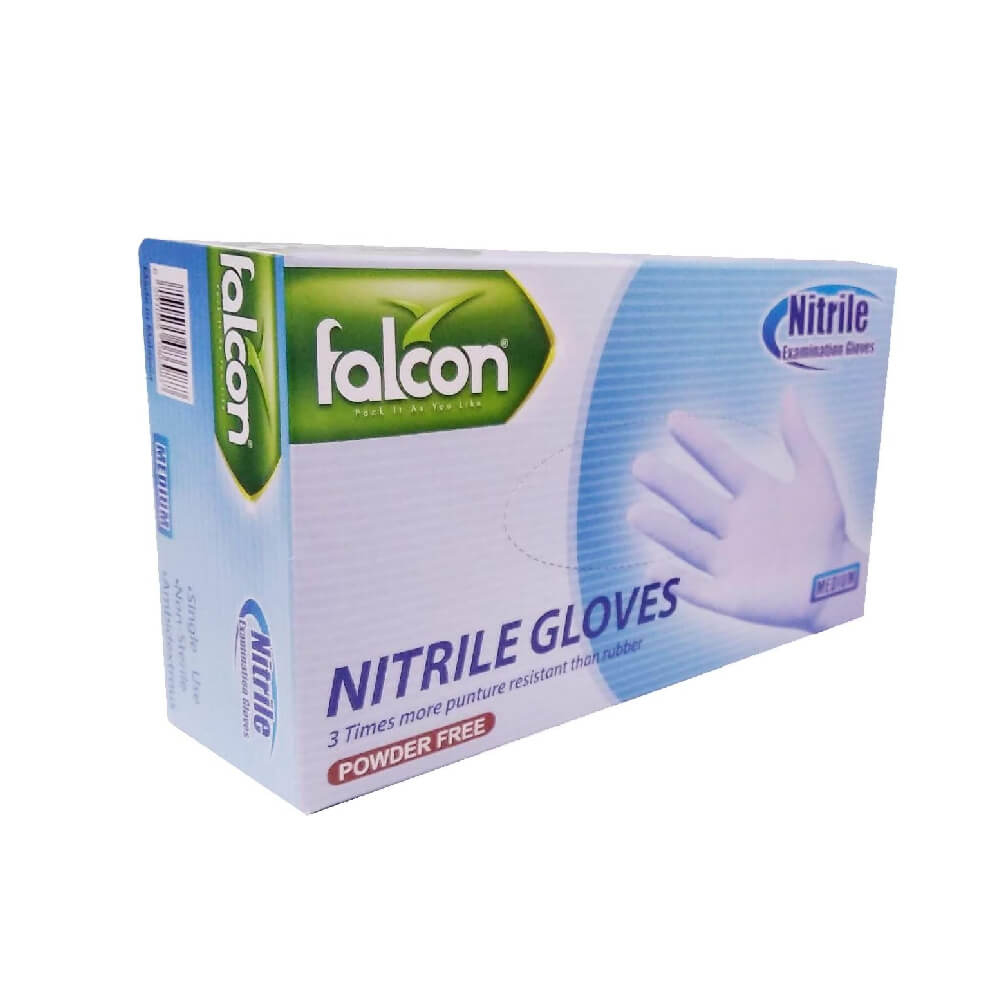 Falcon Nitrile Gloves Powder Free Blue Medium 100s