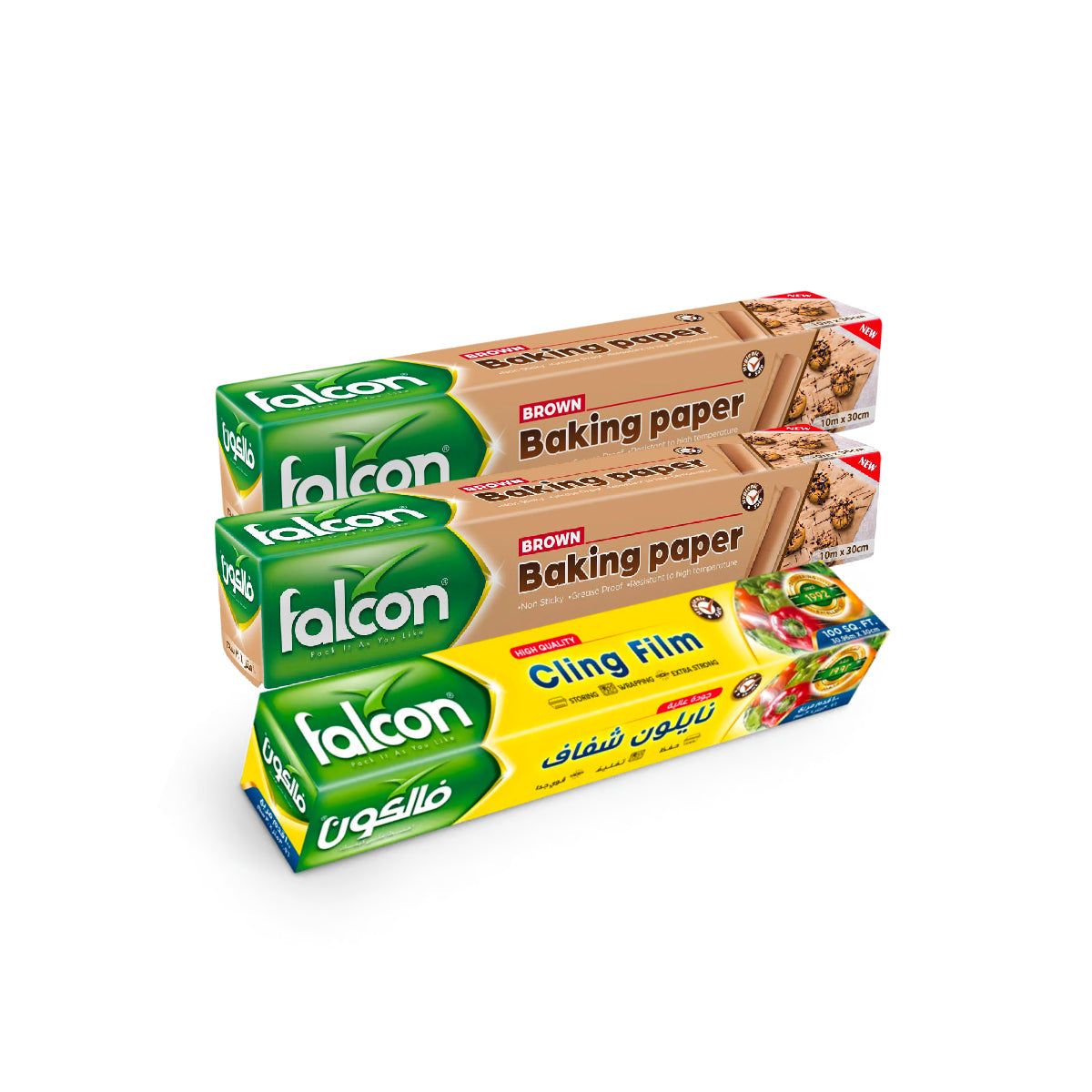 Falcon Brown Baking Paper 10mx30cm 2 Pieces + Cling Film 100 Sq Ft