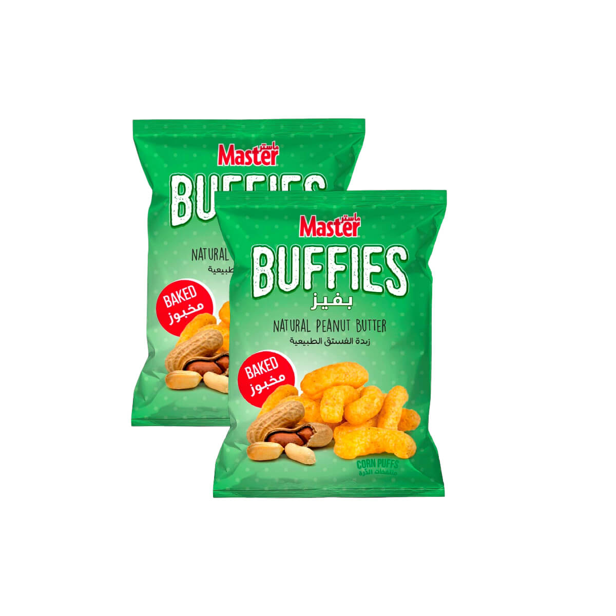 Master Buffies Natural Peanut Butter Corn Puffs 2x60g