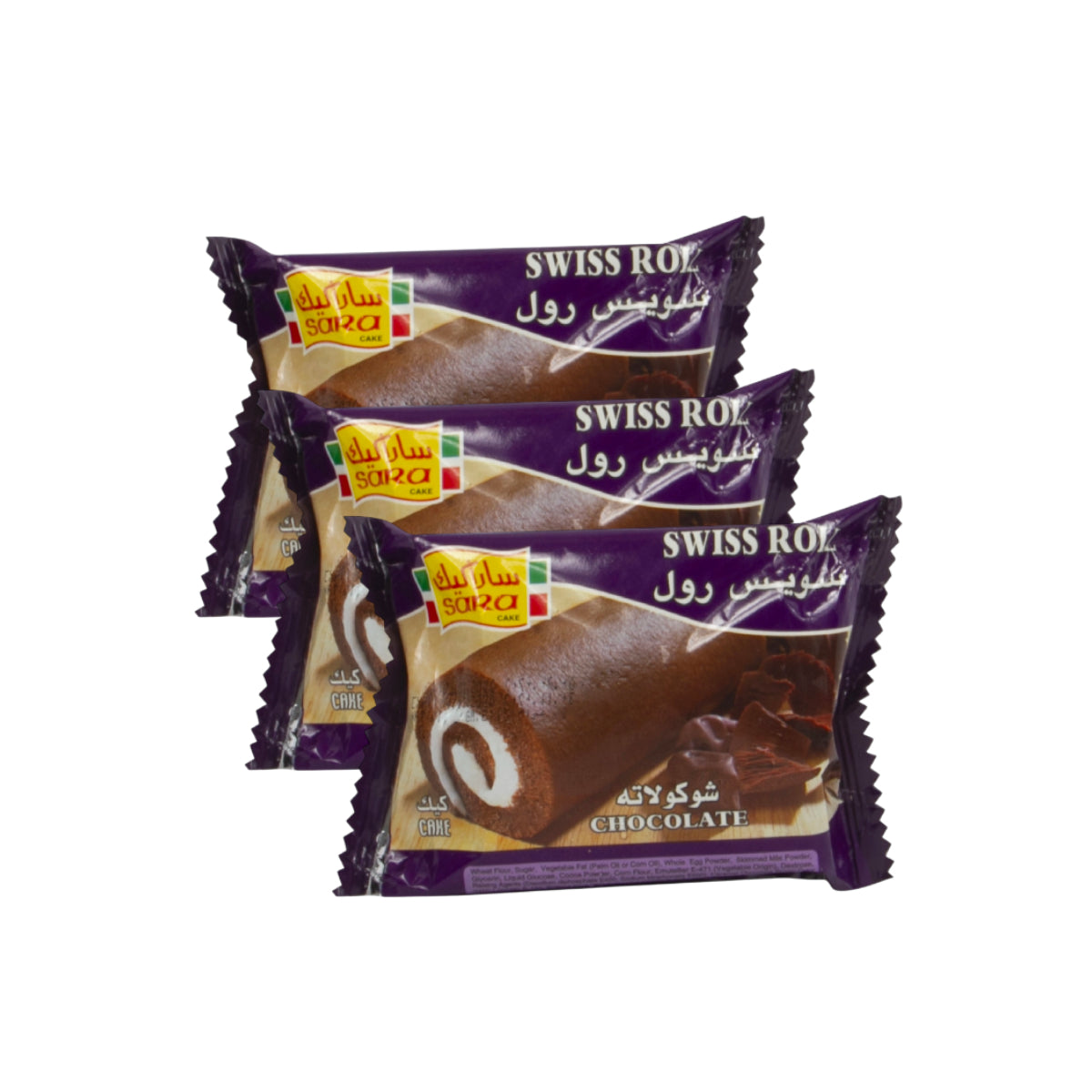 Sara Swiss Roll Chocolate Cake 3x75g