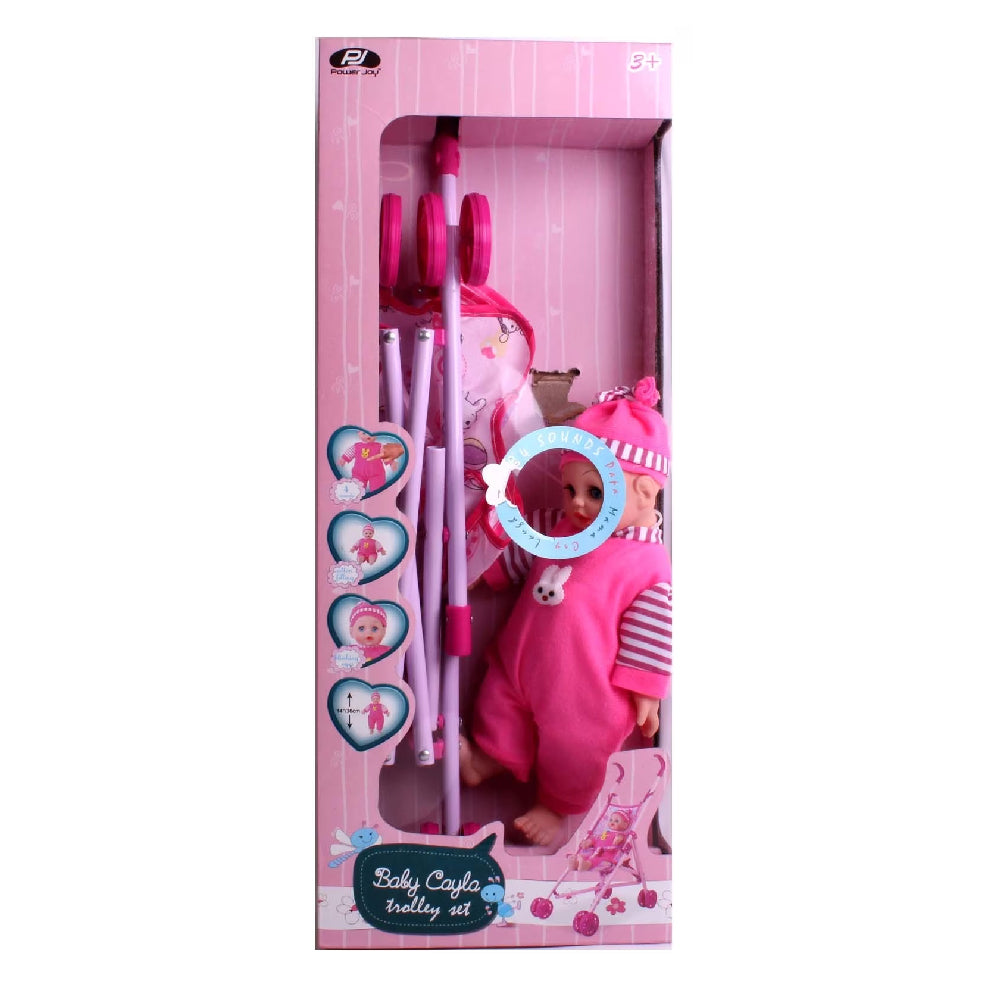 PowerJoy  Baby Cayla Trolley W/Doll 40Cm Set