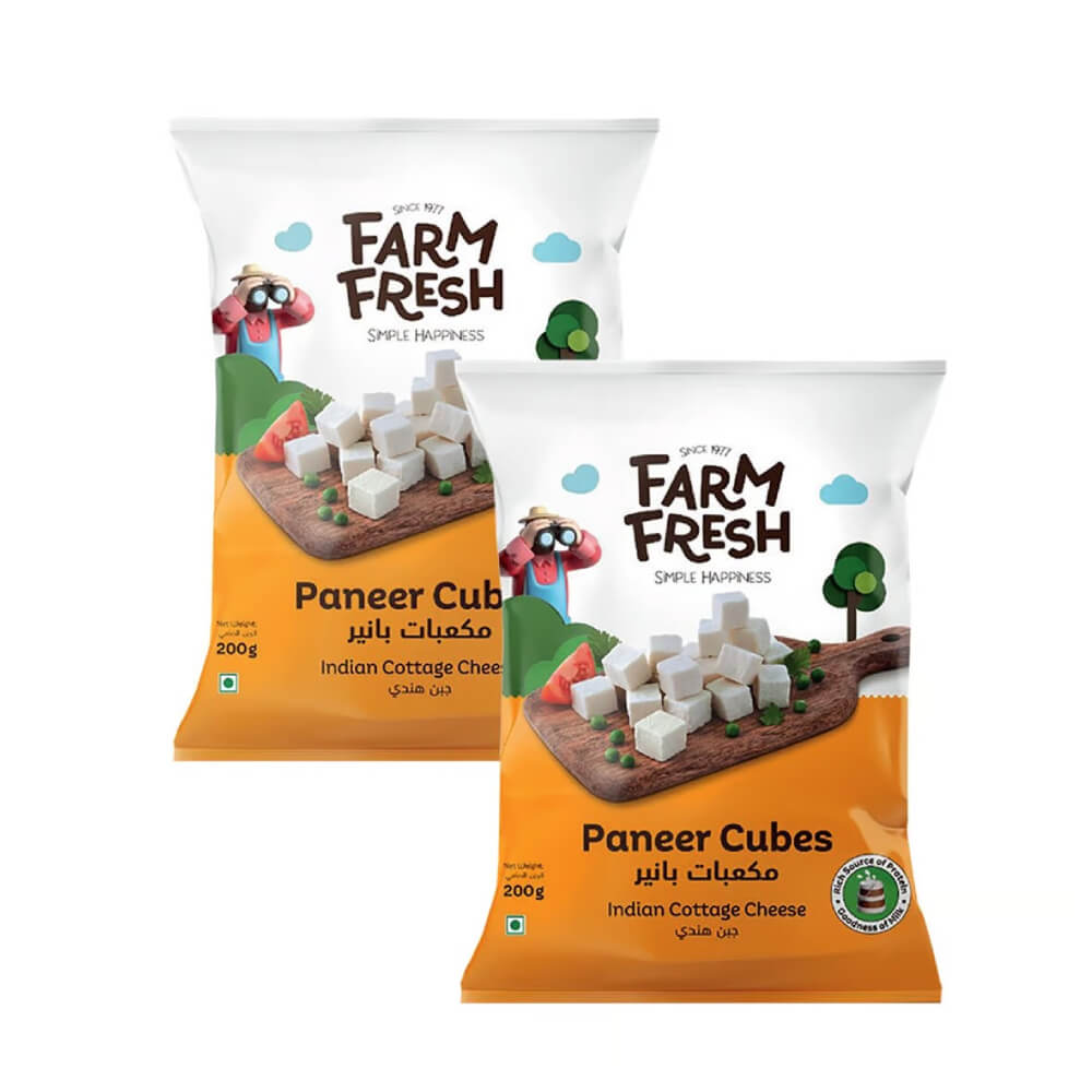 Farm Fresh Paneer Cubes Indian Cottage Cheese 2x200gm