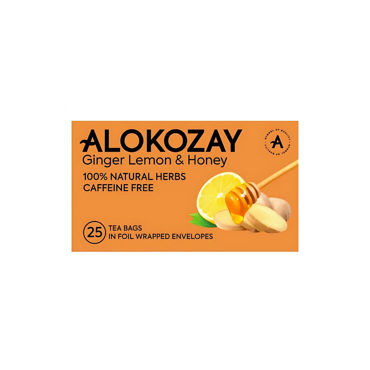Alokozay Ginger Lemon & Honey 100% Natural Herbs Caffeine Free Tea Bags 25