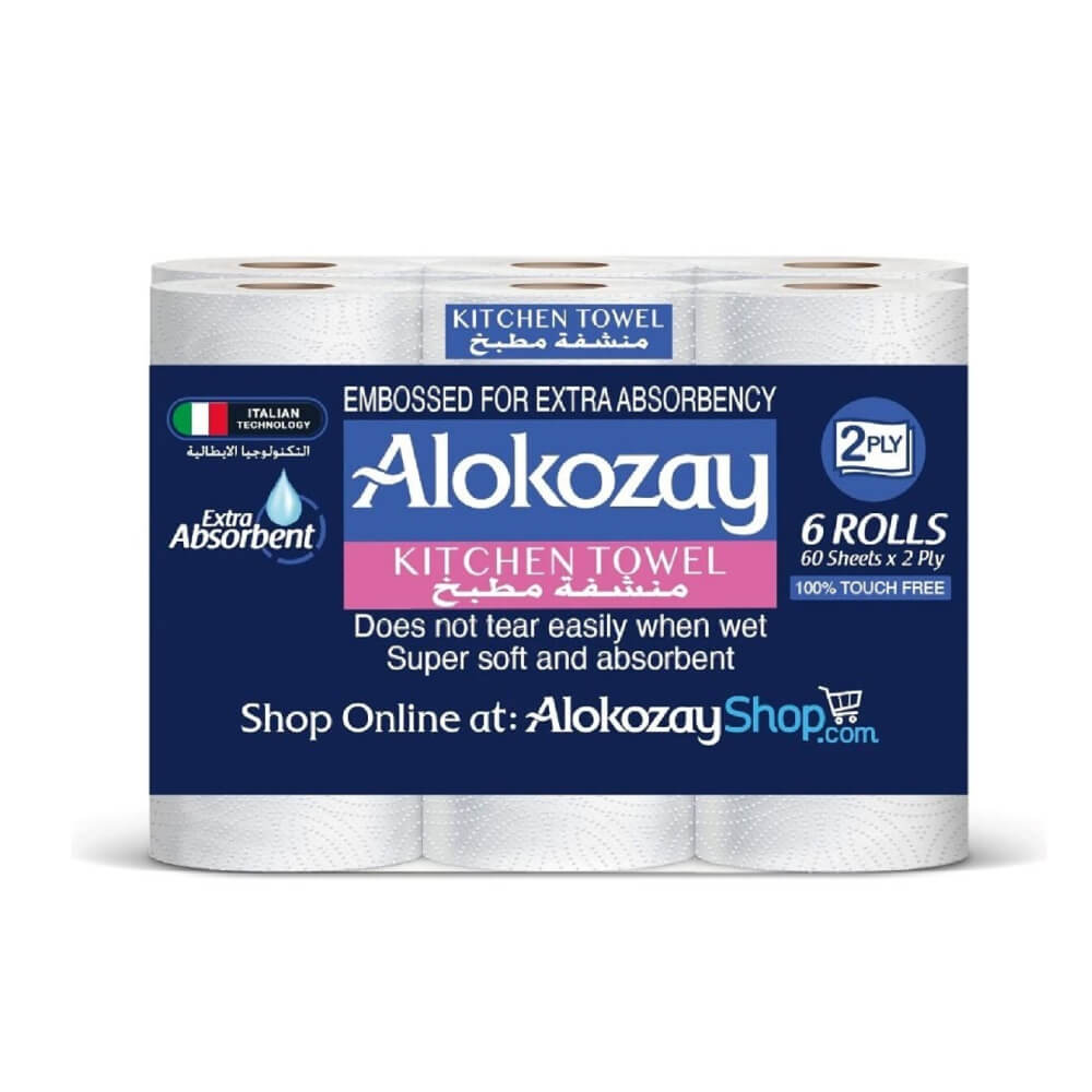 Alokozay Multi Purpose Kitchen Towel 2 ply 6 Rolls x 60 Sheets