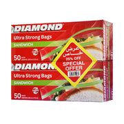 Diamond Zipper Sandwich Bags 2x50s