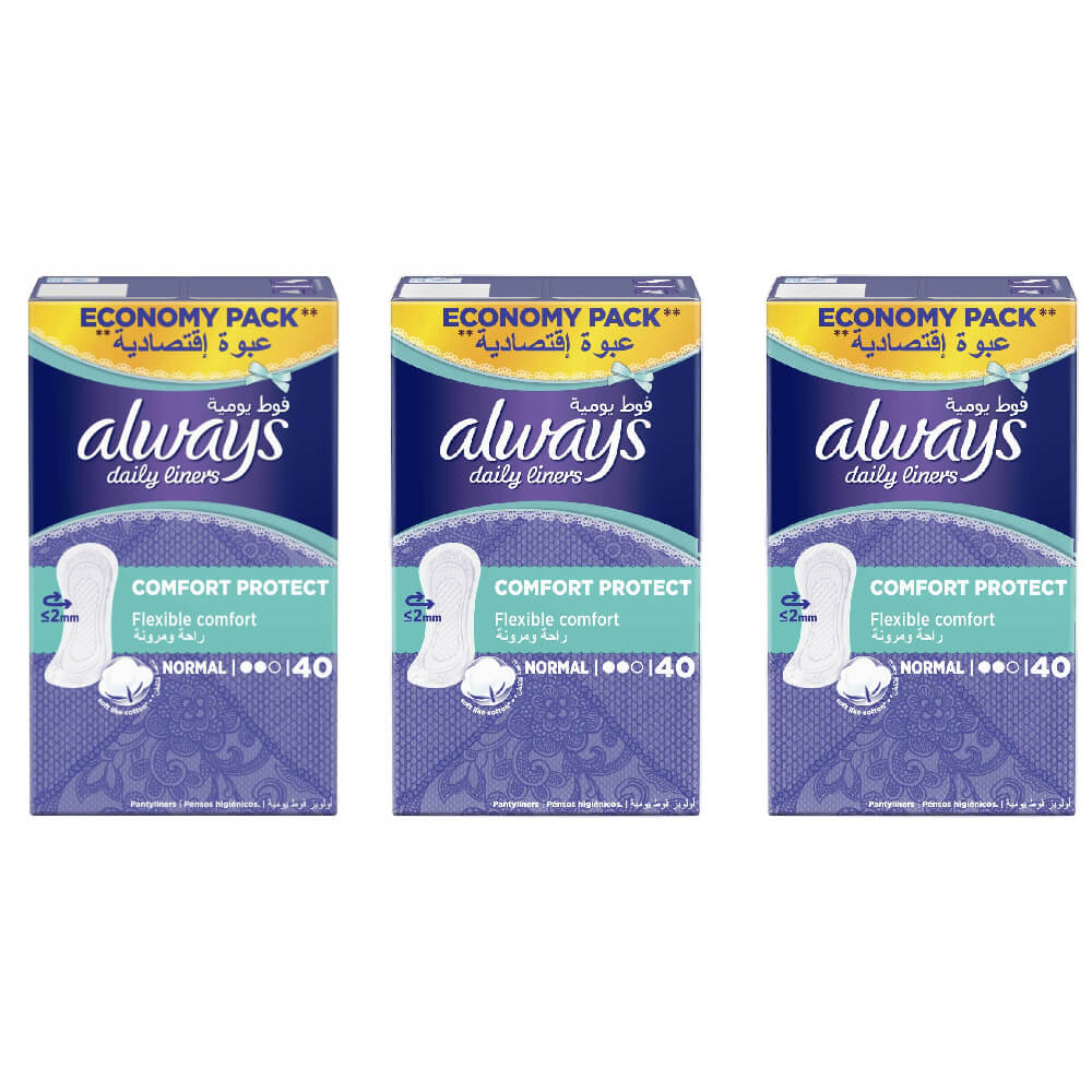 Always Liners Comfort Protect 40's 2+1 Free