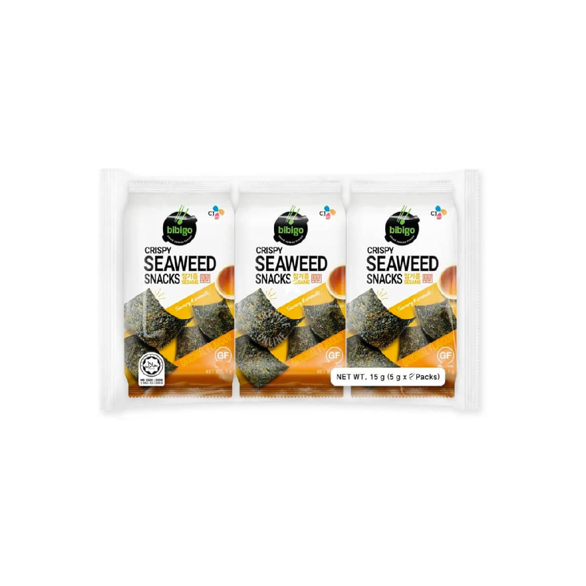 Bibigo Crispy Seaweed Snacks Sesame Assorted Flavour Pack of 6x5gm