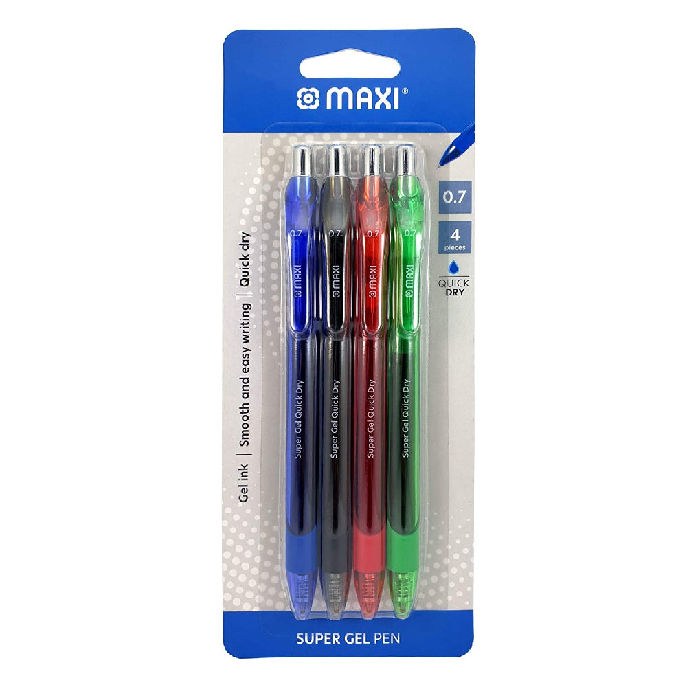 Maxi Gel Pen 0.7Mm Blister Of 4Pc Asst