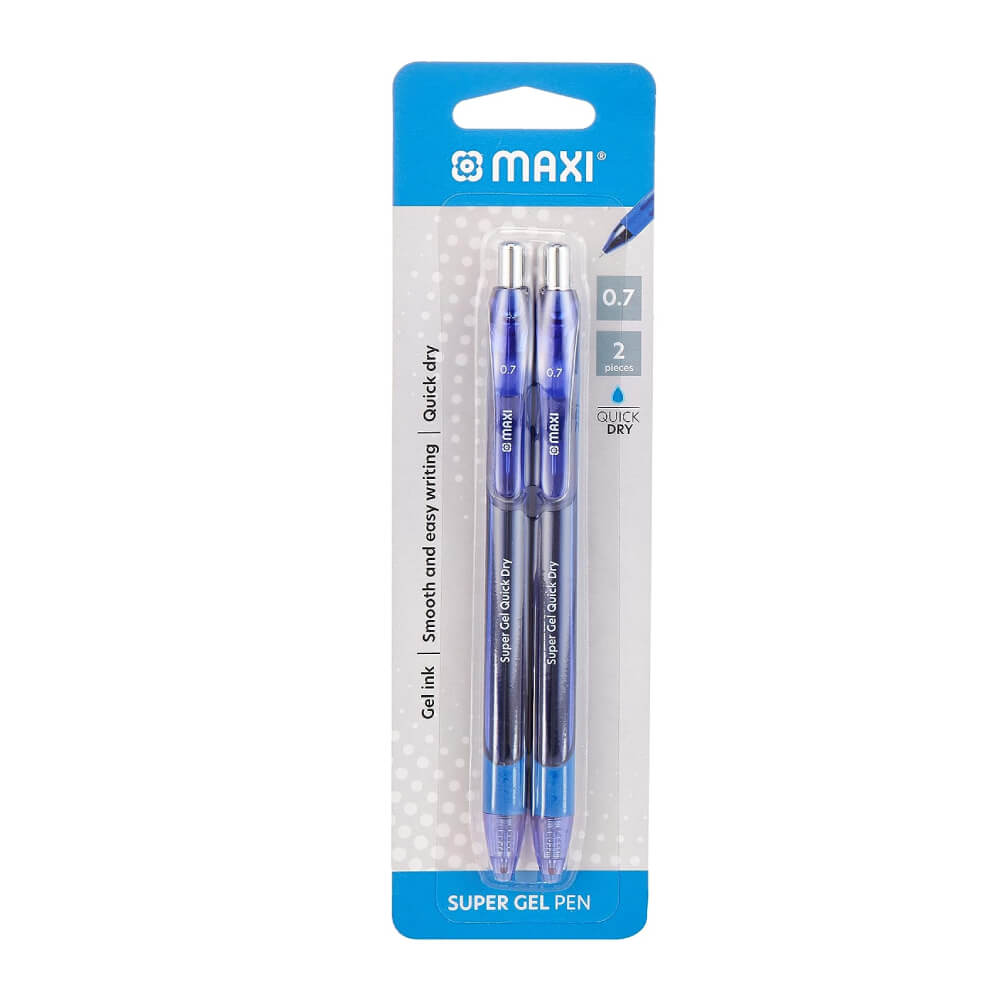 Maxi Super Gel Pen 0.7Mm Blister Blue 2S
