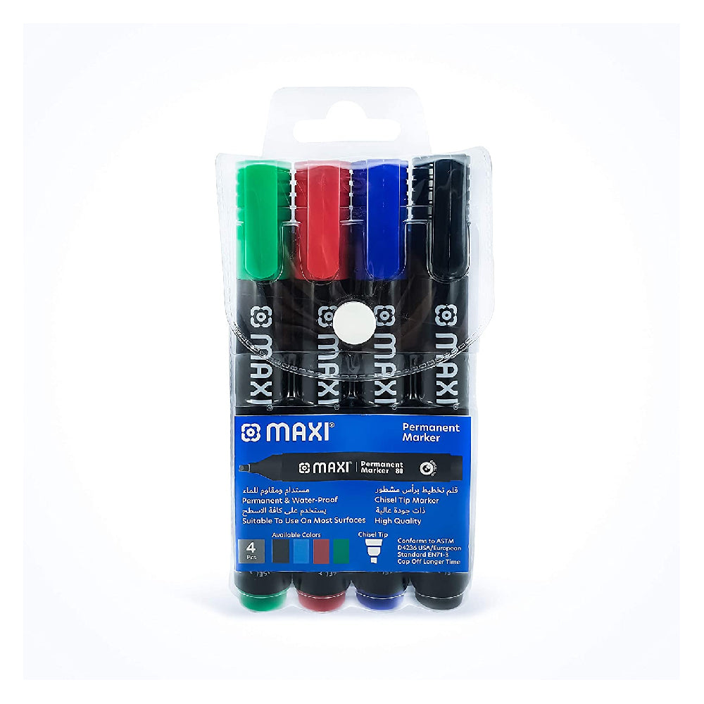 Maxi Permanent Marker Chisel Wallet Of 4Pc