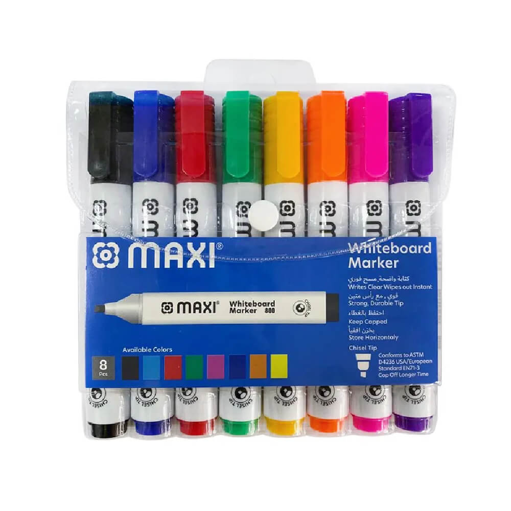 Maxi Whiteboard Marker Chisel Wallet Of 8Pc