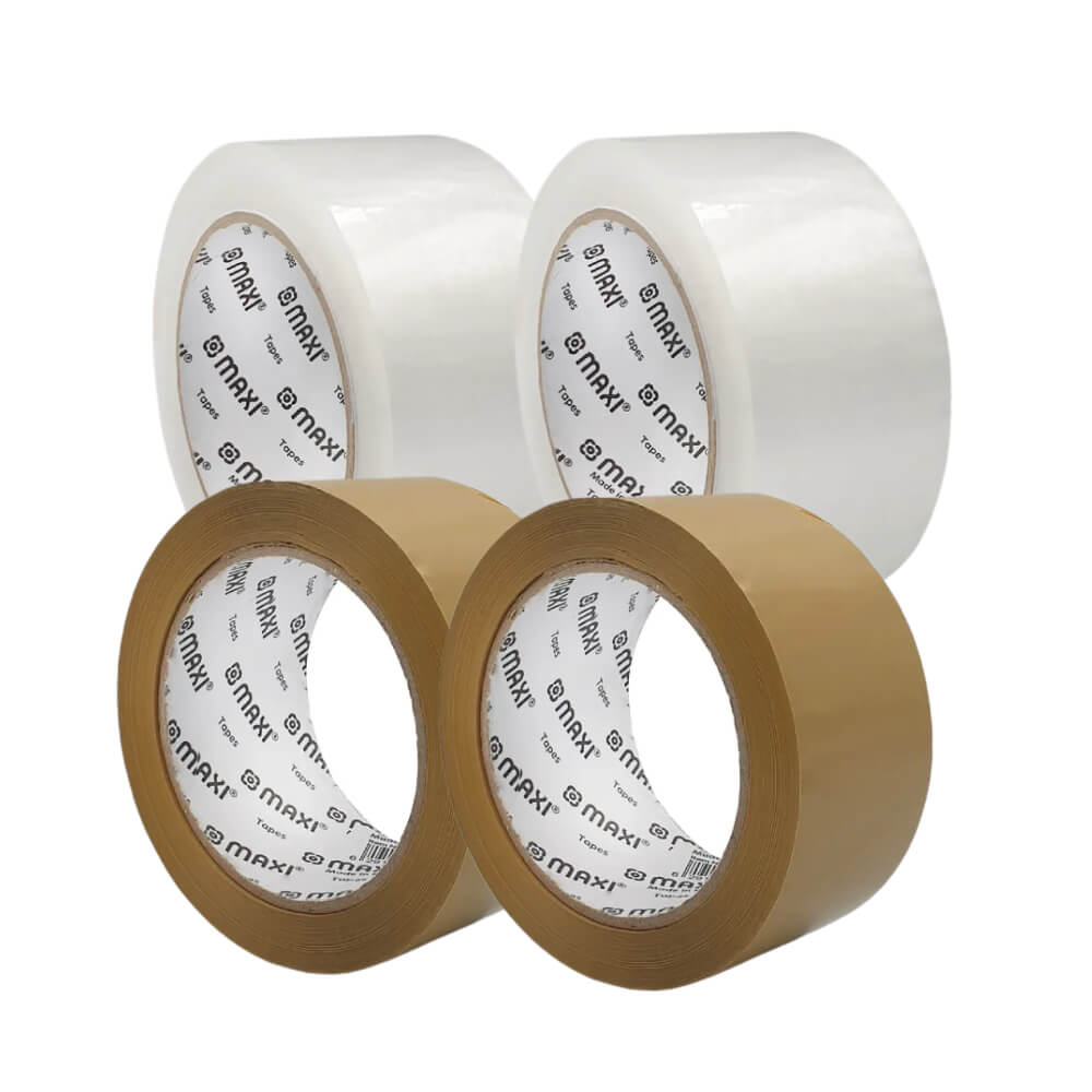 Maxi Clear Packaging Tape + Brown Tapes 4Pieces Assorted