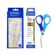 Maxi Geometry Set + Graphite HB Pencil 12Pcs + Child Safe Scissors