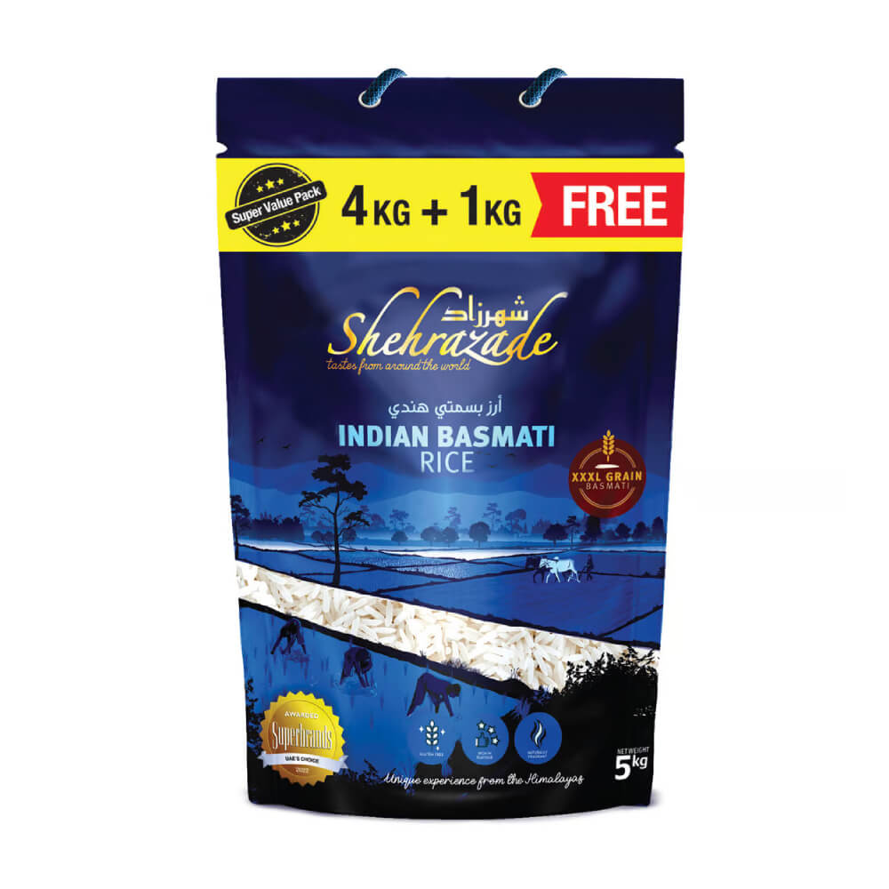 Shehrazade Indian Basmati Rice 4Kg+1Kg Free